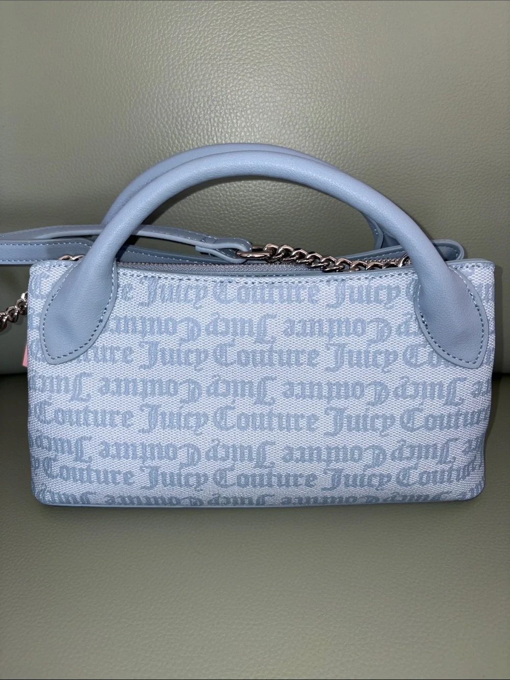 Juicy Couture Baby Blue Floral Logo Satchel